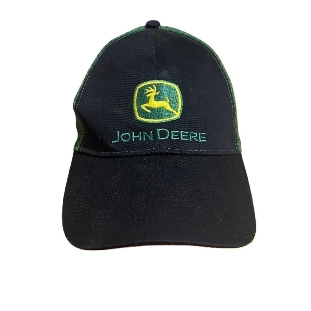Vintage John Deere Mesh SnapBack Hat Green Yellow Farming Tractor